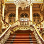 Decorative staircase inside Dolmabahçe Palace